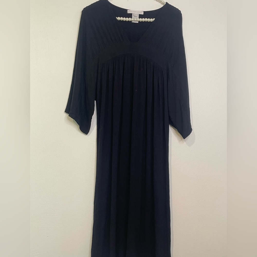 Empire Waist Knee Length Black Dress Medium Design History Womens medium